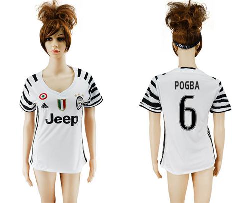 Women's Juventus #6 Pogba Sec Away Soccer Club Jersey - Click Image to Close